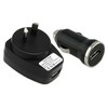 Eforcity USB Australia Travel Charger Adapter + Black USB Mini Car Charger Adapter (268568) for Apple iPod / 3GS